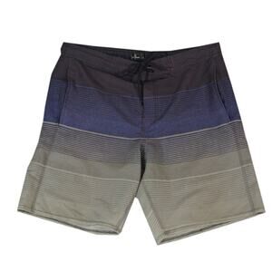 Airwalk board shorts swim trunks men's large blue striped with pockets
